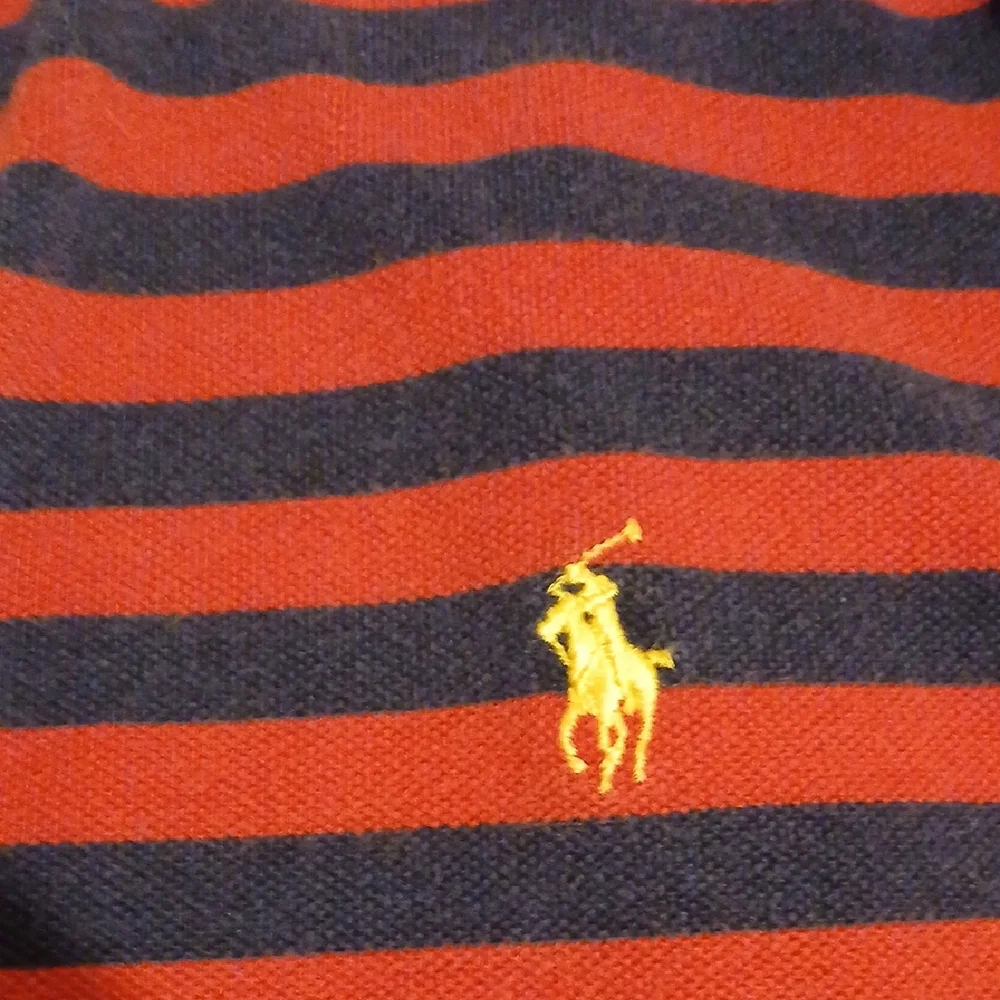 Ralph Lauren Red and Navy Striped Polo Shirt